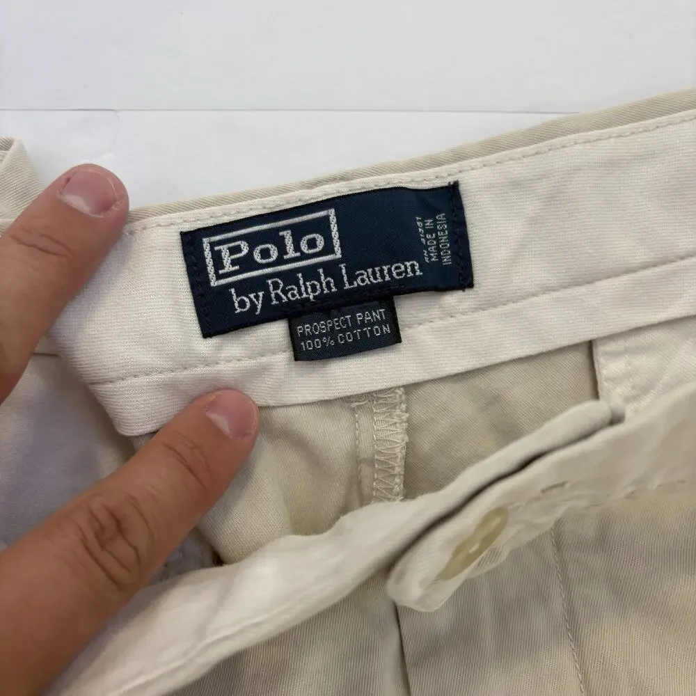 Ralph Lauren Men's Size 38 x 30 Beige Chino Vintage Cotton Prospect Pants